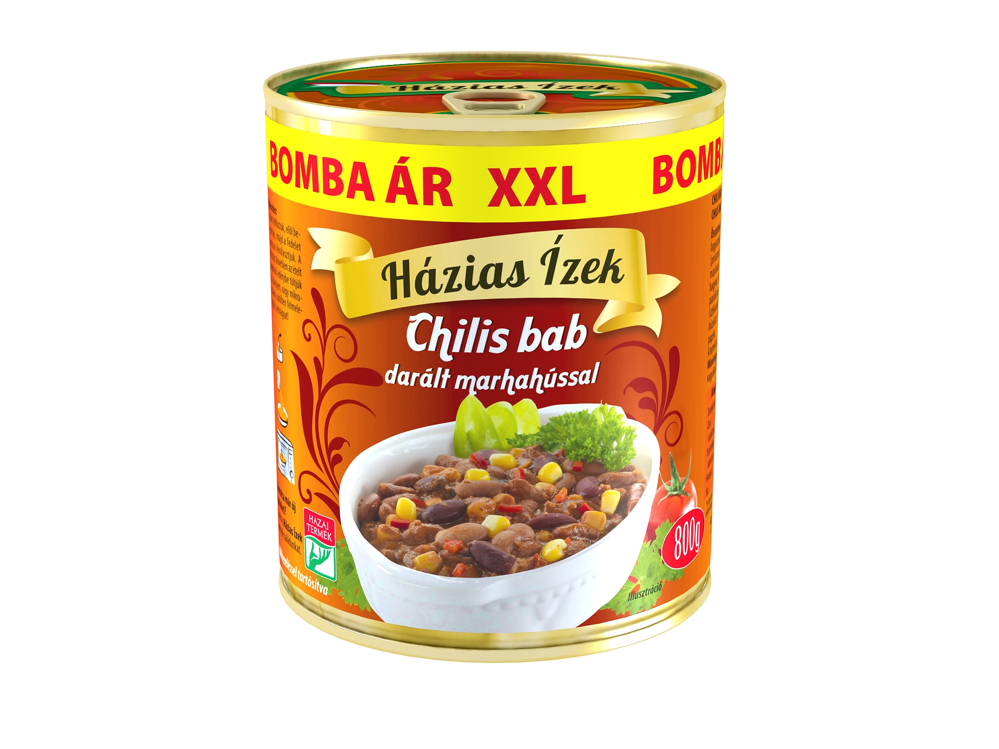 Házias Ízek XXL Chilis bab darált marhahússal 800g